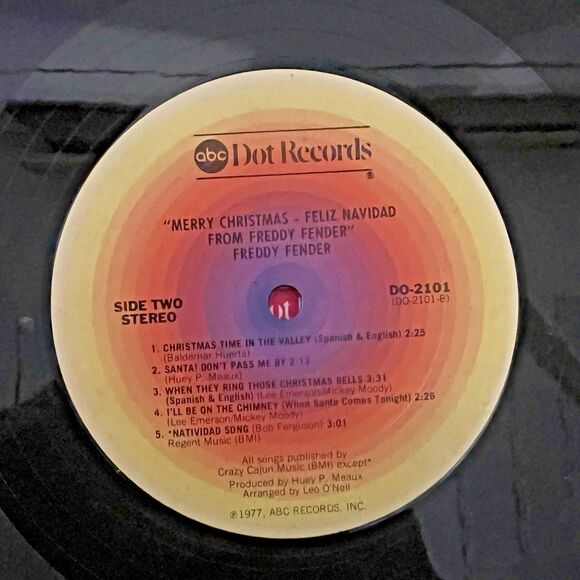 FREDDY FENDER~MERRY CHRISTMAS FROM FREDDY FENDER (FELIZ NAVIDAD) LP - Picture 5 of 7